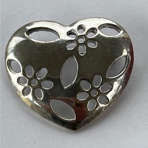 Preco Silver tone heart brooch